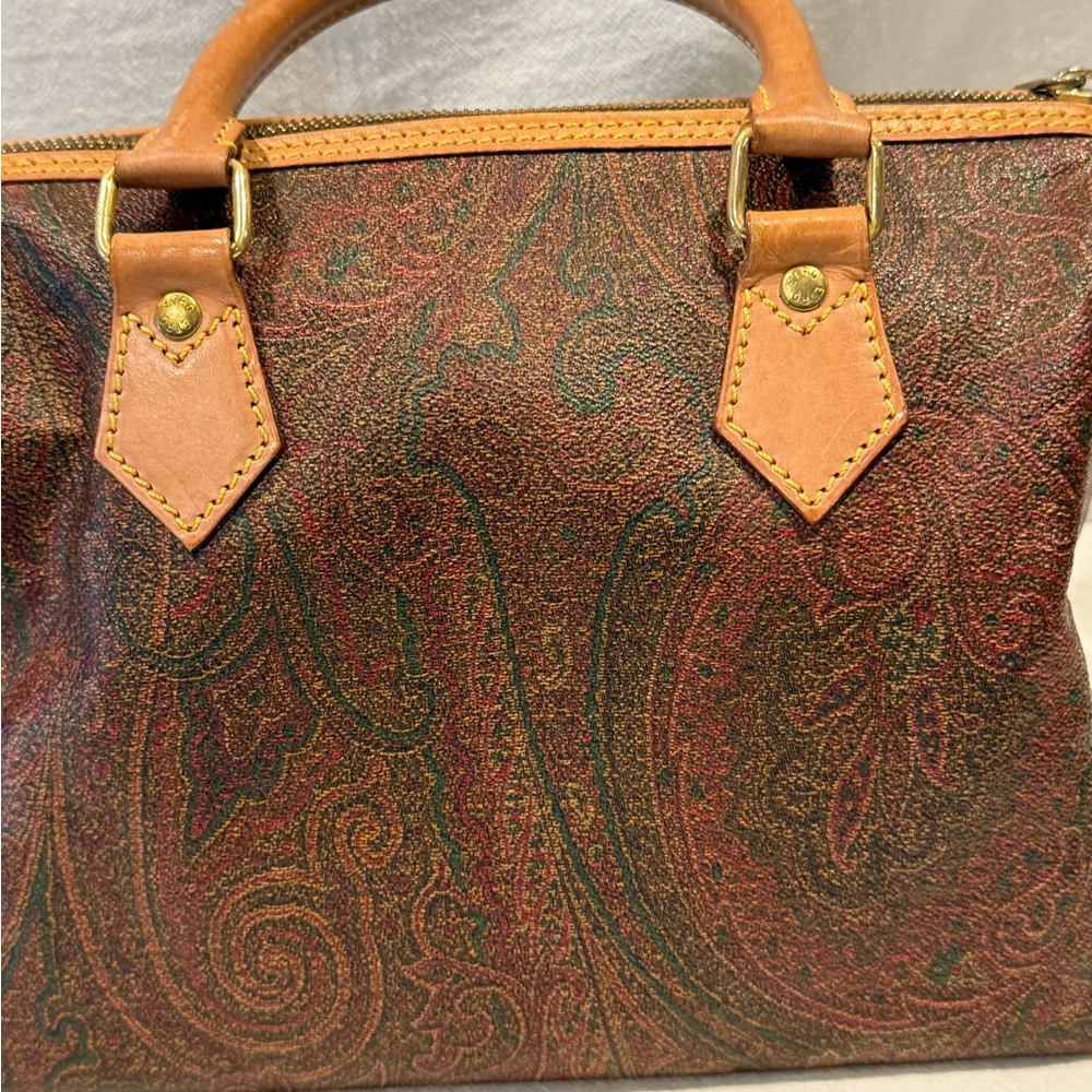 Vintage ETRO A Gorgeous EUC Paisley Print Luxury Italian Leather Satchel - Picture 6 of 14
